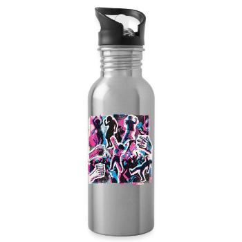 90s Retro Party - Water bottle with straw - silver - Right
