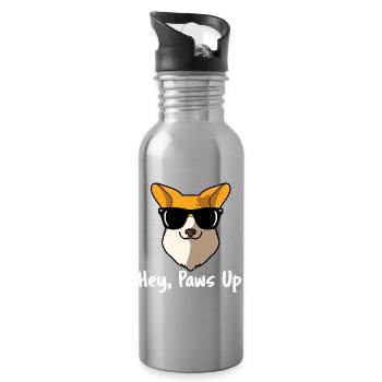 Hey Paws Up Pembroke walisischer Corgi-Hund Design - Trinkflasche mit integriertem Trinkhalm - Lightsilver - Rechts