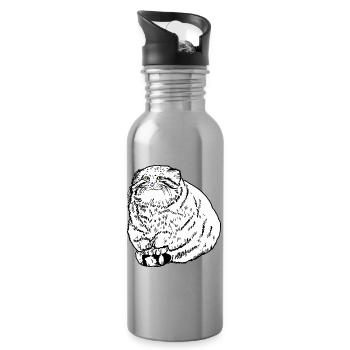 Dicke Katze - Trinkflasche mit integriertem Trinkhalm - Lightsilver - Rechts