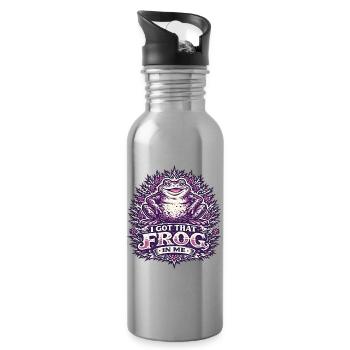 Frosch in mir Vintage-Emblem - Trinkflasche mit integriertem Trinkhalm - Lightsilver - Rechts