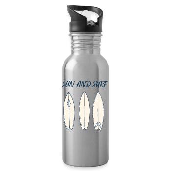 Sun and Surf Vintage Surfboard Beach Design - Trinkflasche mit integriertem Trinkhalm - Lightsilver - Rechts