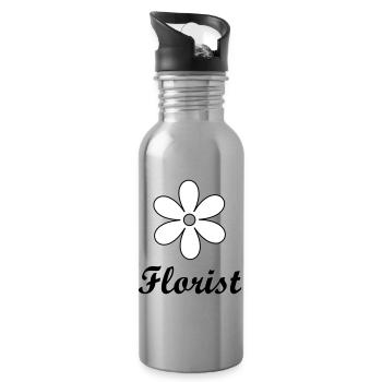 Artisan florist sleek floral logo - Water bottle with straw - silver - Right