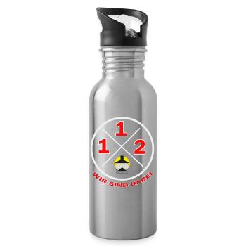 112-Wir sind dabei Kreislogo-Feuerwehr - Trinkflasche mit integriertem Trinkhalm - Lightsilver - Rechts