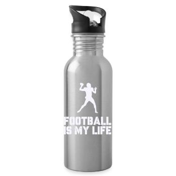Football Is My Life Silhouette - Water bottle with straw - silver - Right