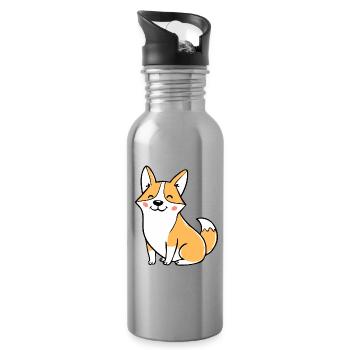 Fröhlicher Corgi (bande dessinée) - Gourde avec paille intégrée - argent clair - Droite