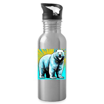 ours blanc - Gourde avec paille intégrée - argent clair - Droite