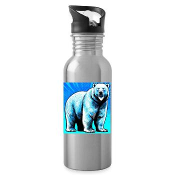 ours blanc - Gourde avec paille intégrée - argent clair - Droite