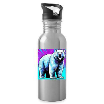 ours blanc - Gourde avec paille intégrée - argent clair - Droite