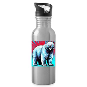 ours blanc - Gourde avec paille intégrée - argent clair - Droite