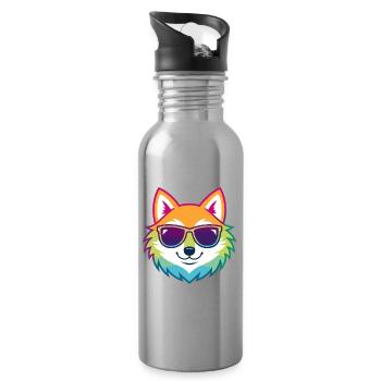 Rainbow Fox Glasses - Water bottle with straw - silver - Right