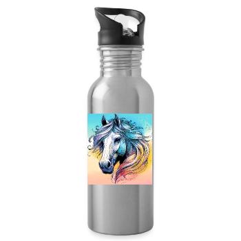 horse - Water bottle with straw - silver - Right