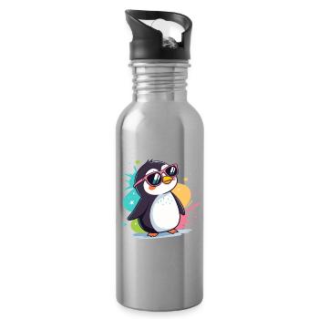 Pinguin Cool Pop Roseglasses - Trinkflasche mit integriertem Trinkhalm - Lightsilver - Rechts