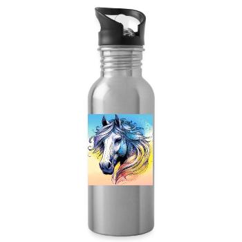 horse - Water bottle with straw - silver - Right
