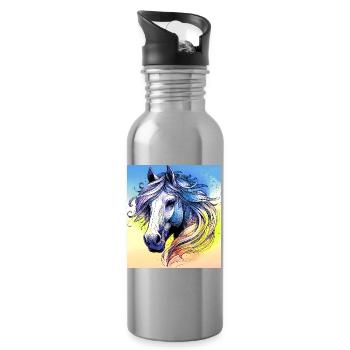 horse - Water bottle with straw - silver - Right