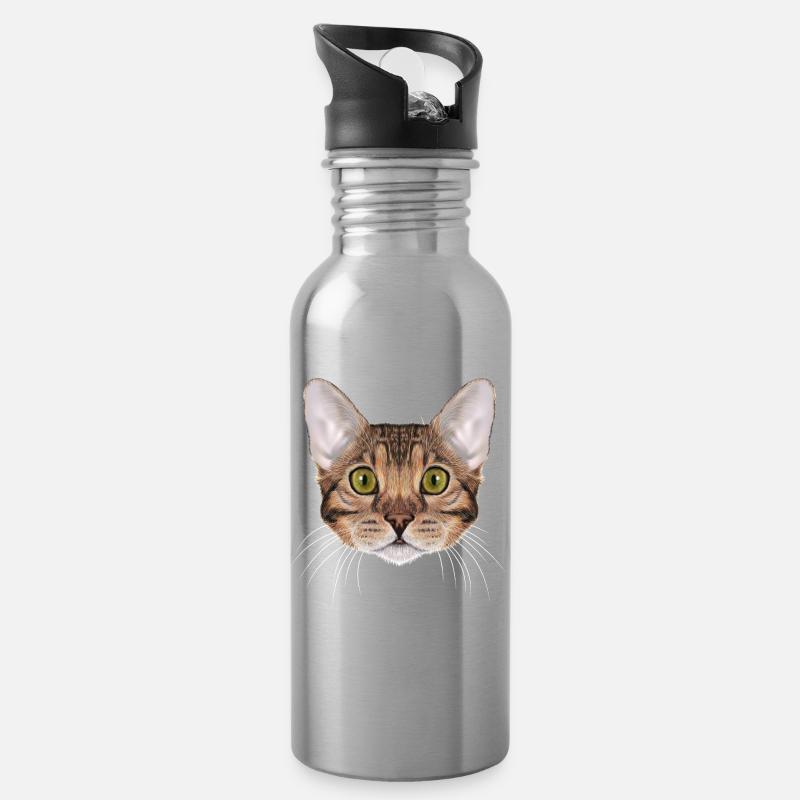 Bengal cat - Water bottle with straw - silver