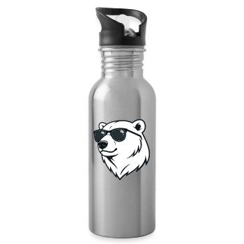 Eisbär Dunkle Brille - Trinkflasche mit integriertem Trinkhalm - Lightsilver - Rechts