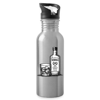 Vodka – 100% Therapy Inside | Humor Motiv - Trinkflasche mit integriertem Trinkhalm - Lightsilver - Rechts