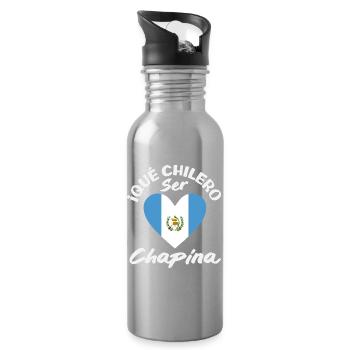 Guatemala Flagge T-Shirt Stolz & Heimat Chapín - Trinkflasche mit integriertem Trinkhalm - Lightsilver - Rechts