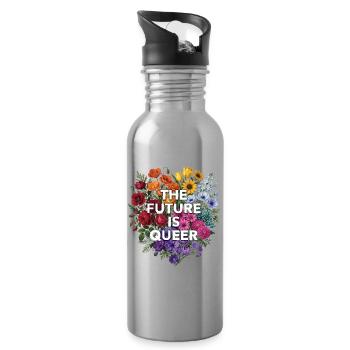Pride Month LGBT - The Future is Queer - Water bottle with straw - silver - Right
