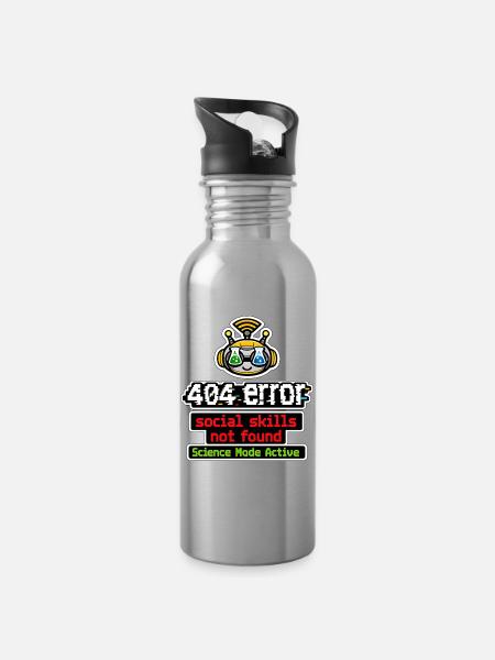 Wissenschaftsbot: Modus Aktiv - Trinkflasche mit integriertem Trinkhalm - Lightsilver