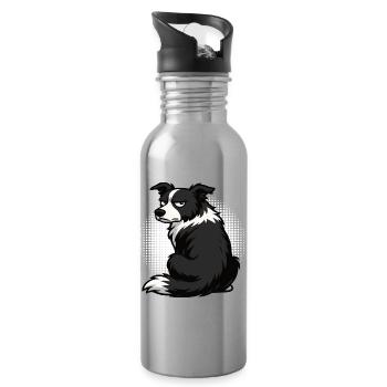 Border Collie Propriétaire Collie Amant de Collie - Gourde avec paille intégrée - argent clair - Droite