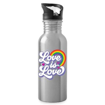 Mois de la fierté LGBTQ - L’amour, c’est l’amour - Gourde avec paille intégrée - argent clair - Droite
