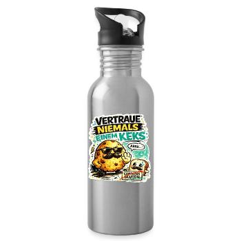 Vertraue nie einem Keks - Trinkflasche mit integriertem Trinkhalm - Lightsilver - Rechts