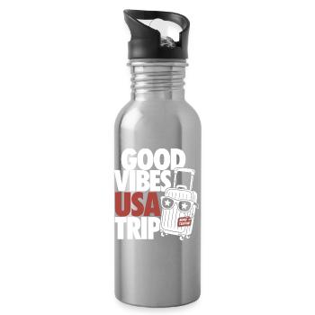 USA Road Trip Design - Water bottle with straw - silver - Right