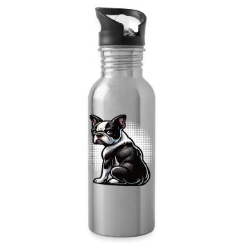 Boston Terrier Boston Terrier Owner Bostie - Water bottle with straw - silver - Right