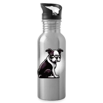 Boston Terrier Boston Terrier Owner Bostie - Water bottle with straw - silver - Right