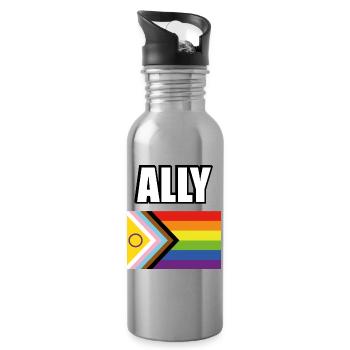 Inklusive Pride-Flagge schwuler Verbündeter - Trinkflasche mit integriertem Trinkhalm - Lightsilver - Rechts