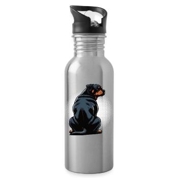 Rottweiler Propriétaire de Rottweiler Lovers - Gourde avec paille intégrée - argent clair - Droite