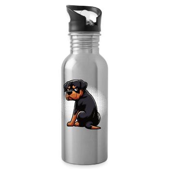 Rottweiler Propriétaire de Rottweiler Lovers - Gourde avec paille intégrée - argent clair - Droite
