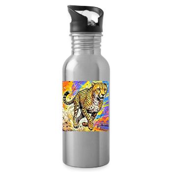 cheetah - Water bottle with straw - silver - Right