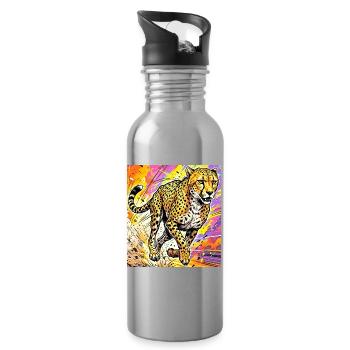 cheetah - Water bottle with straw - silver - Right