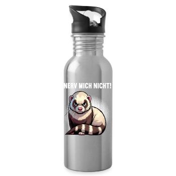Nerv Mich Nicht Frettchen Frettchenbesitzer - Trinkflasche mit integriertem Trinkhalm - Lightsilver - Rechts