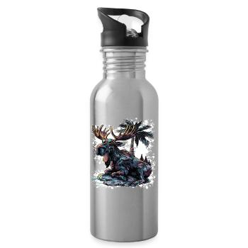 Bande dessinée d’été Moose - Gourde avec paille intégrée - argent clair - Droite