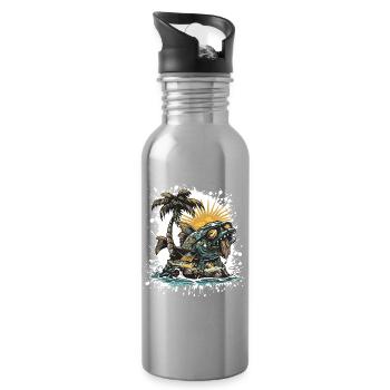 Piranha Fish Summer Holiday - Water bottle with straw - silver - Right