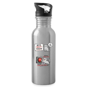Katzen-Schild Bitte Nicht Drücken - Trinkflasche mit integriertem Trinkhalm - Lightsilver - Rechts