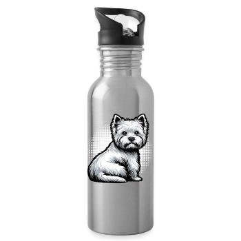 Propriétaire de Westie Westie Terrier des Highlands - Gourde avec paille intégrée - argent clair - Droite