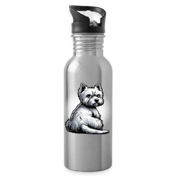 Propriétaire de Westie Westie Terrier des Highlands - Gourde avec paille intégrée - argent clair - Droite