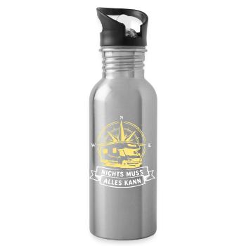 Nichts Muss Alles Kann Vanlife Camper - Trinkflasche mit integriertem Trinkhalm - Lightsilver - Rechts