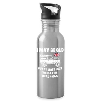 I_Got_to_Play_4x4 - Water bottle with straw - silver - Right