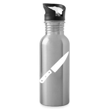 Messer Küchenmesser Koch kochen Geschenk Köchin - Trinkflasche mit integriertem Trinkhalm - Lightsilver - Rechts