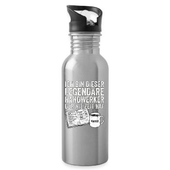 Lustiges Handwerker Design - Trinkflasche mit integriertem Trinkhalm - Lightsilver - Rechts