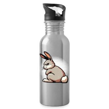 Kaninchen Hase Hasen langohr Klopfer Rammler - Trinkflasche mit integriertem Trinkhalm - Lightsilver - Rechts