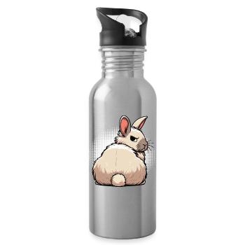 Kaninchen Hase Hasen langohr Klopfer Rammler - Trinkflasche mit integriertem Trinkhalm - Lightsilver - Rechts