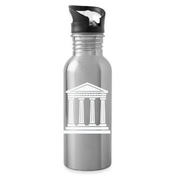 Classic Temple Pillars Silhouette - Water bottle with straw - silver - Right
