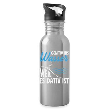 Genitiv Dativ Grammatik - Trinkflasche mit integriertem Trinkhalm - Lightsilver - Rechts