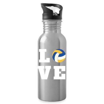 Volleyball Love Gift for Player Mom Coach - Water bottle with straw - silver - Right